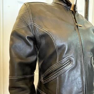 Black Genuine Leather Pelle Pelle Throwback Vintage Motocycle Biker Jacket Women